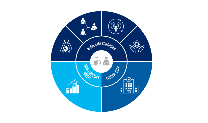 Fresenius Medical Care's three strategic pillars. They include Renal Care Continuum, Complementary Assets and Critical Care
