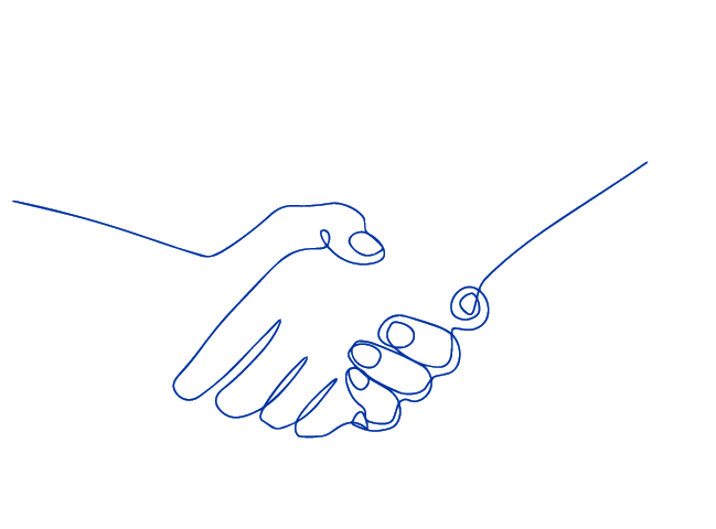 Handshake gesture in continuous line drawing style. Partnership and agreement sign black line sketch on white background. Vector illustration
